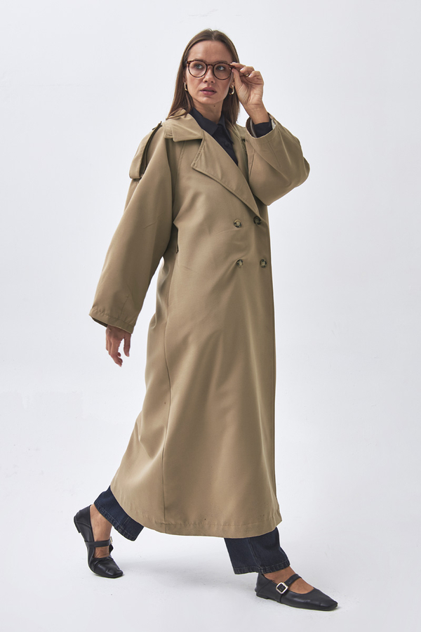 Pens Detaylı Kruvaze Trençkot Camel - 2