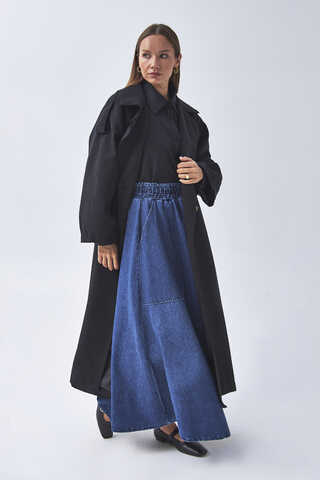 Pens Detaylı Kruvaze Trençkot Siyah - 2