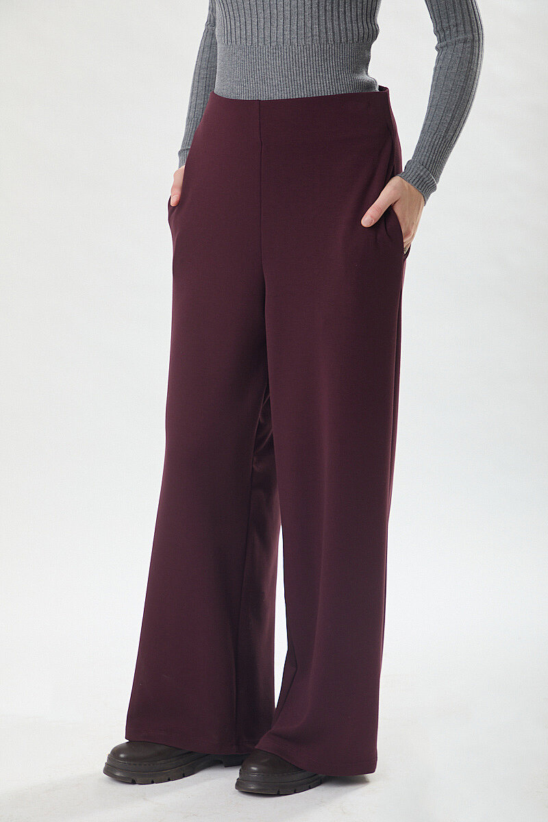 Pensli Geniş Paça Pantolon Bordo - 2