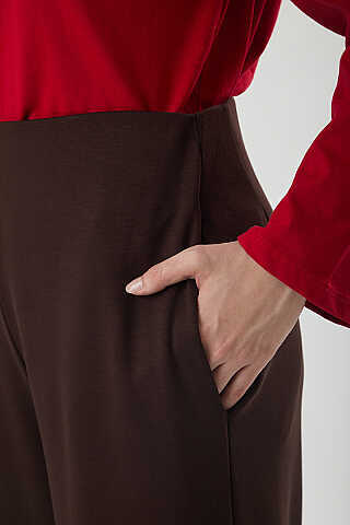 Pensli Geniş Paça Pantolon Kahve - 3