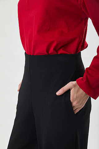 Pensli Geniş Paça Pantolon Siyah - 3
