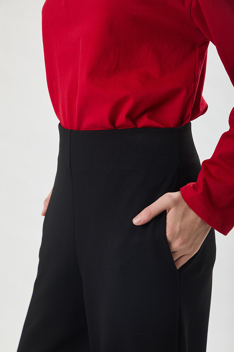 Pensli Geniş Paça Pantolon Siyah - 3