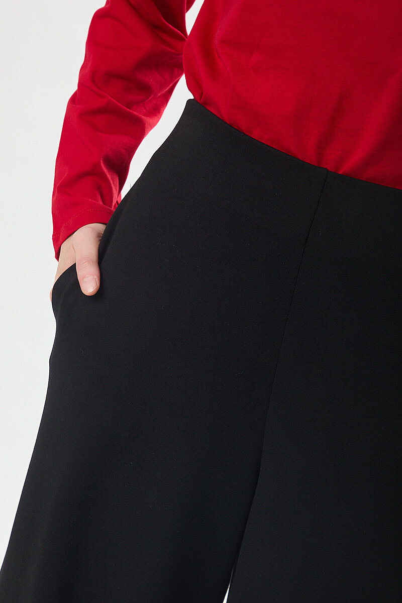 Pensli Geniş Paça Pantolon Siyah - 3