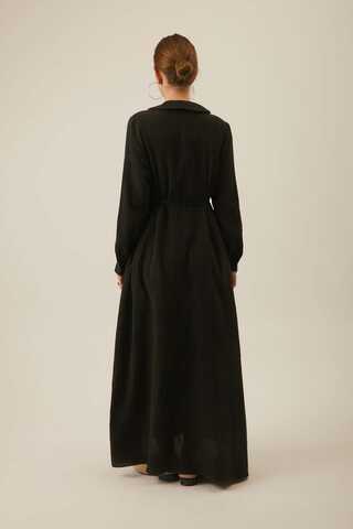 Peter Pan Collar Muslin Dress with Pintuck Details – Black - 7