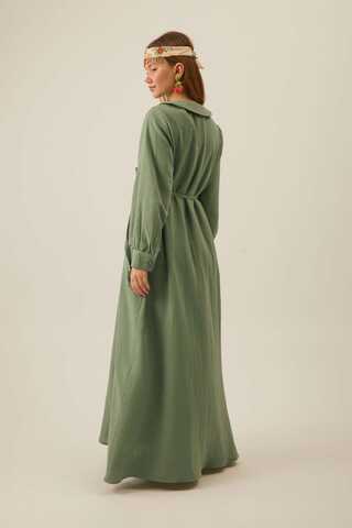 Peter Pan Collar Muslin Dress with Pintuck Details Mint - 3