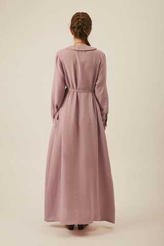 Peter Pan Collar Muslin Dress with Pintuck Details – Powder Pink - 7