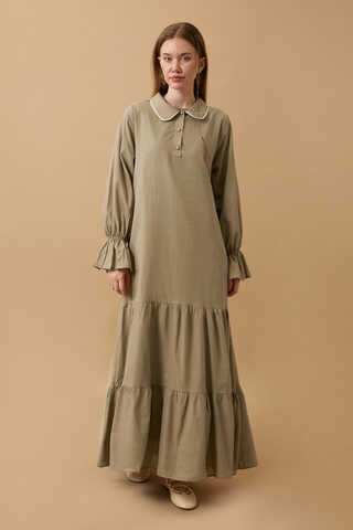 Peter Pan Collar Voile Dress Vizon - 4