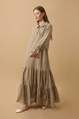 Peter Pan Collar Voile Dress Vizon - 2