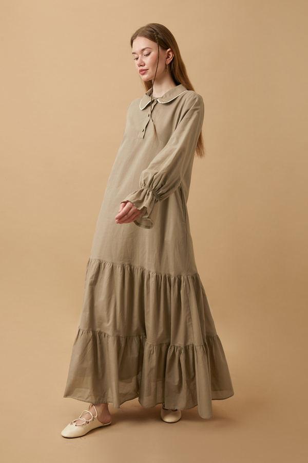 Peter Pan Collar Voile Dress Vizon - 2