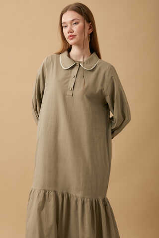 Peter Pan Collar Voile Dress Vizon - 7