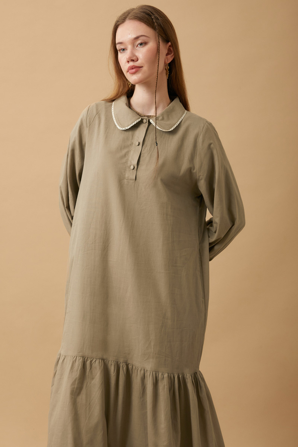 Peter Pan Collar Voile Dress Vizon - 7