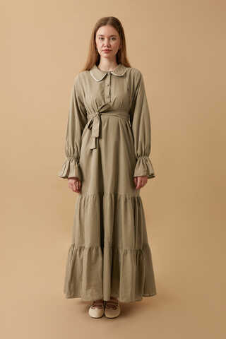 Peter Pan Collar Voile Dress Vizon - 8