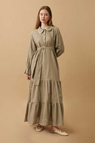 Peter Pan Collar Voile Dress Vizon - 1