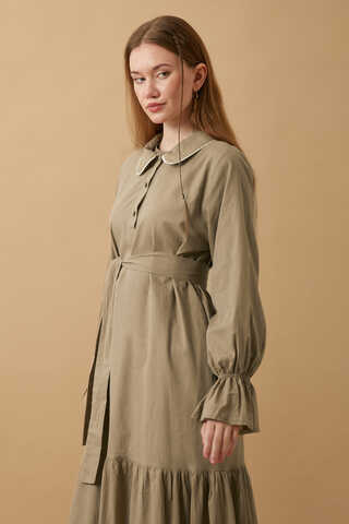 Peter Pan Collar Voile Dress Vizon - 10