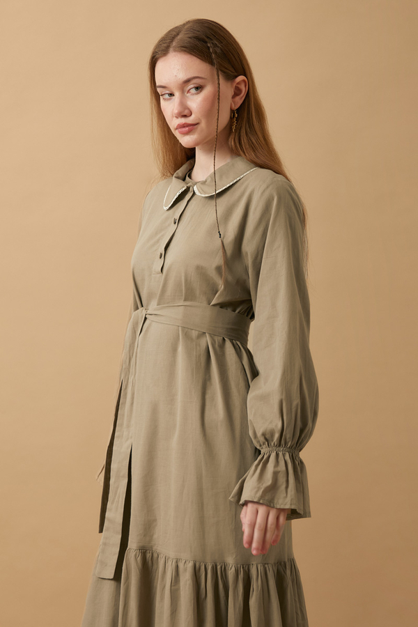 Peter Pan Collar Voile Dress Vizon - 10