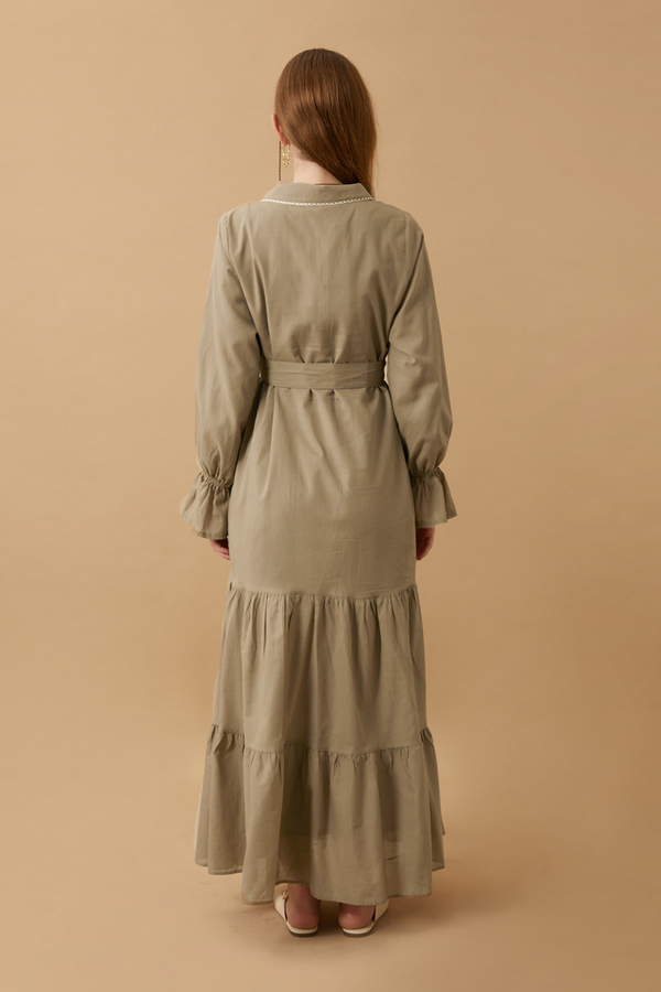 Peter Pan Collar Voile Dress Vizon - 11