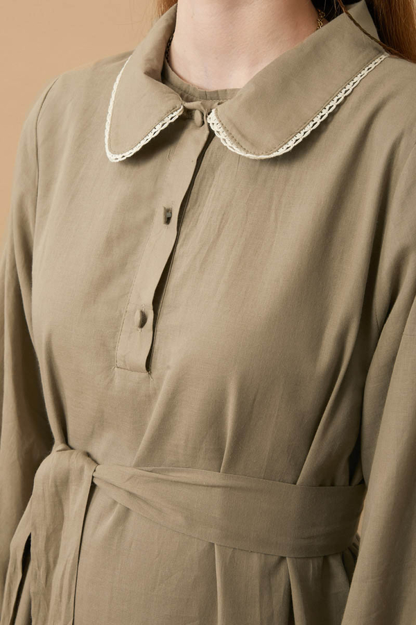 Peter Pan Collar Voile Dress Vizon - 6