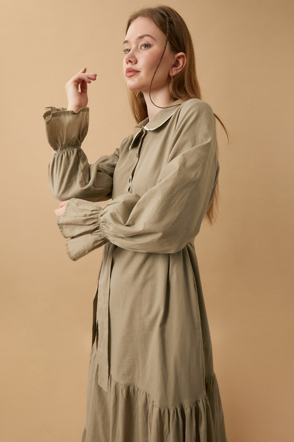 Peter Pan Collar Voile Dress Vizon - 9