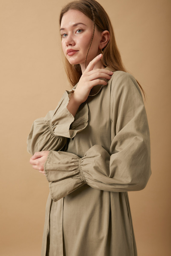 Peter Pan Collar Voile Dress Vizon - 5