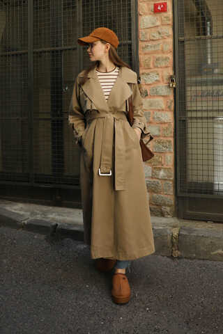 Pile Detay Trençkot Camel - 3