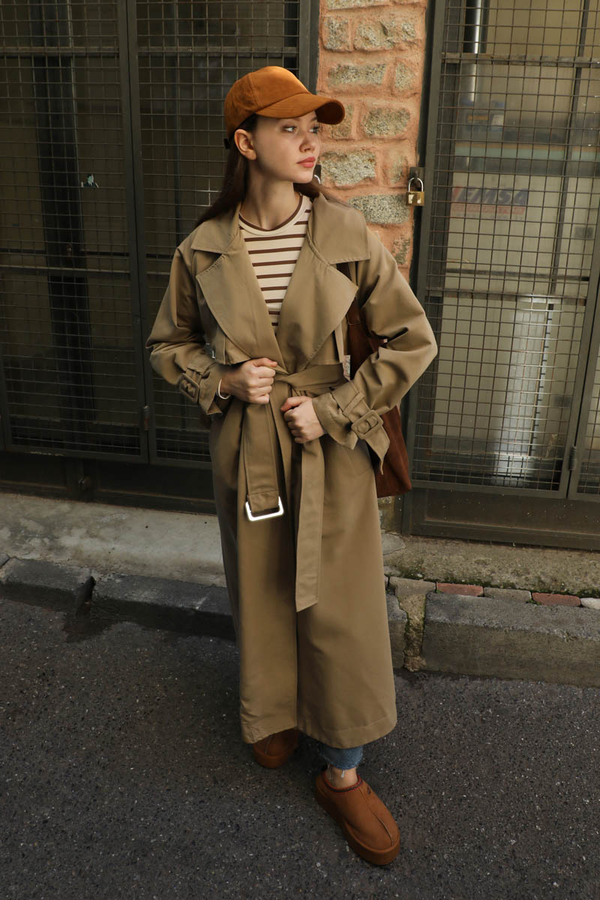 Pile Detay Trençkot Camel - 5