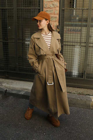 Pile Detay Trençkot Camel - 6