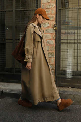 Pile Detay Trençkot Camel - 2