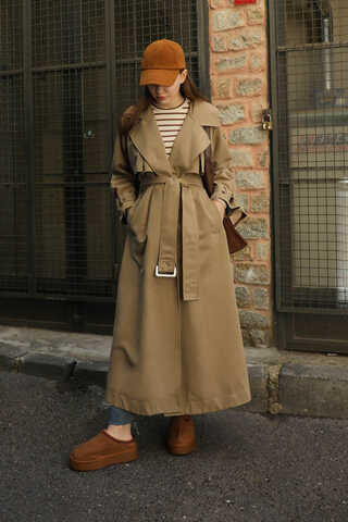 Pile Detay Trençkot Camel - 1