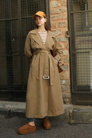 Pile Detay Trençkot Camel - 4