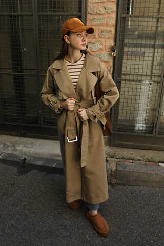 Pile Detay Trençkot Camel - 5