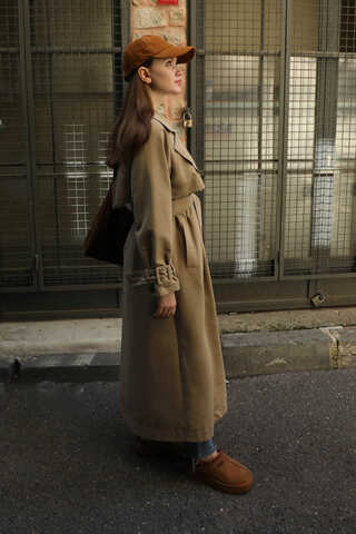 Pile Detay Trençkot Camel - 7