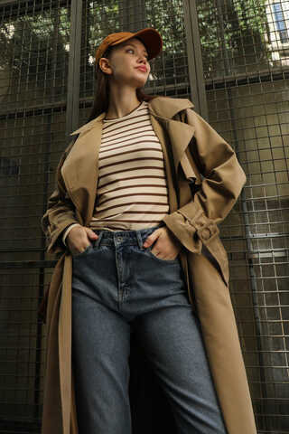 Pile Detay Trençkot Camel - 11