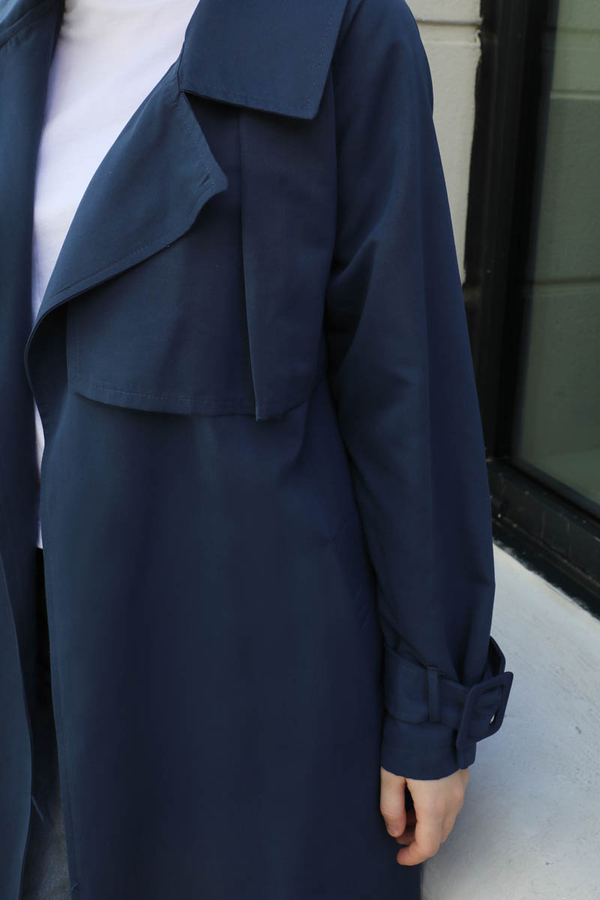 Pile Detay Trençkot Lacivert - 4