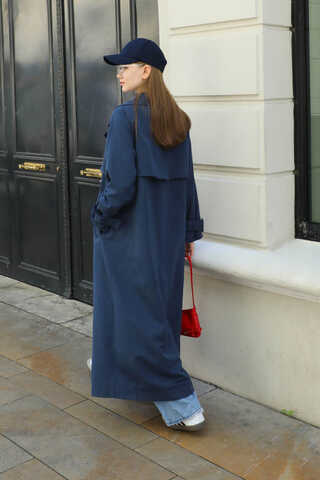 Pile Detay Trençkot Lacivert - 7