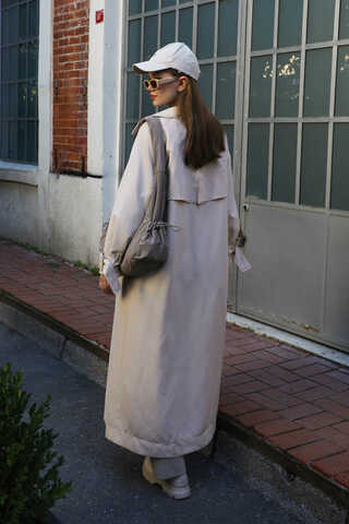 Pile Detay Trençkot Taş - 8