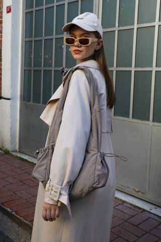 Pile Detay Trençkot Taş - 3