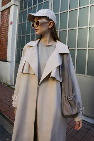 Pile Detay Trençkot Taş - 4