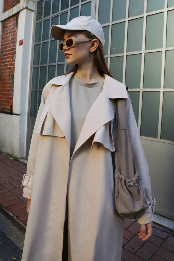 Pile Detay Trençkot Taş - 4