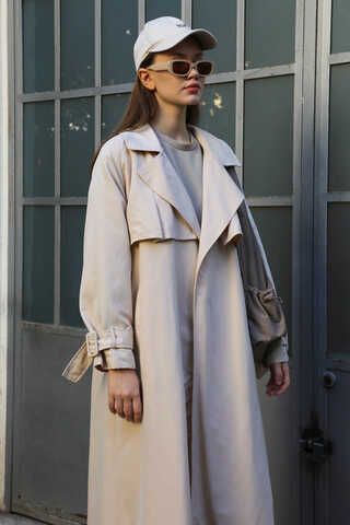 Pile Detay Trençkot Taş - 1