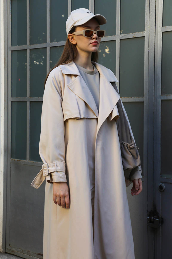 Pile Detay Trençkot Taş - 1