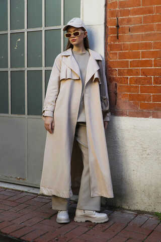 Pile Detay Trençkot Taş - 5