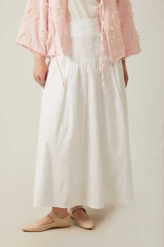Pile Detaylı Etek Beyaz - 2