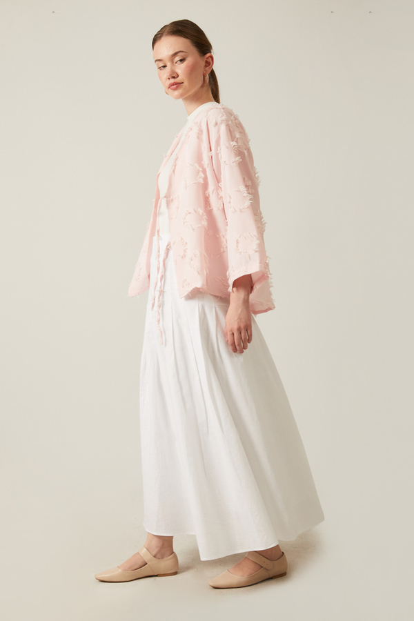 Pile Detaylı Etek Beyaz - 3