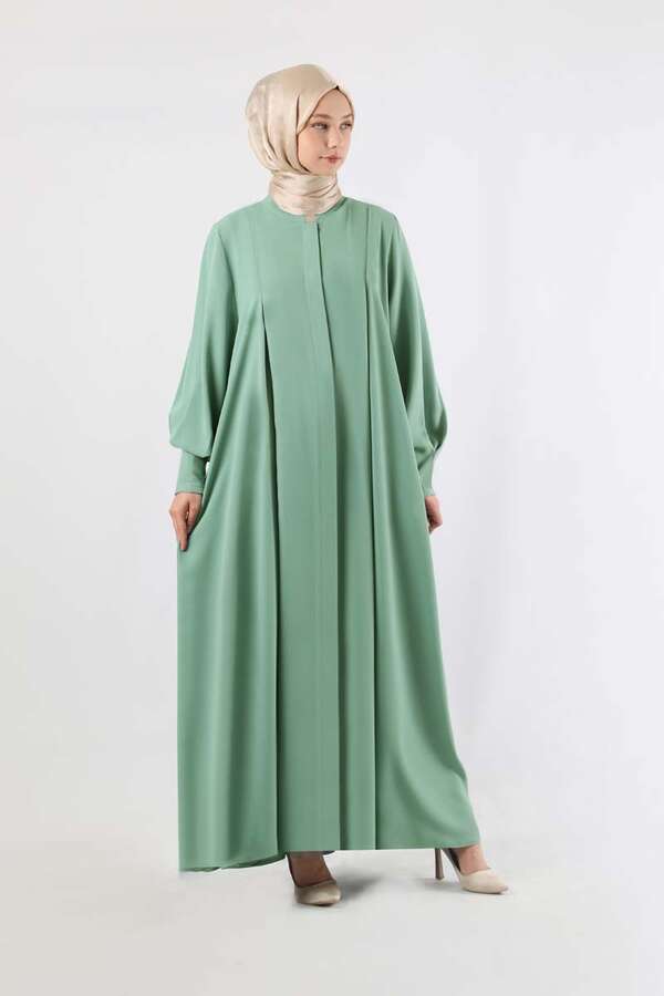 Pile Detaylı Ferace Mint - 1