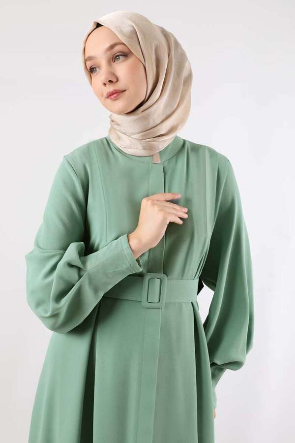 Pile Detaylı Ferace Mint - 2
