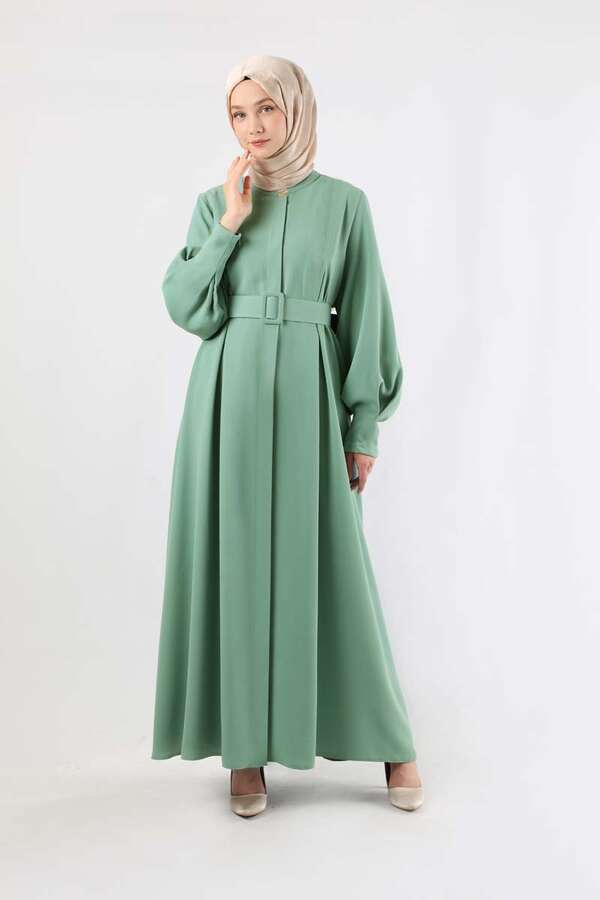 Pile Detaylı Ferace Mint - 3
