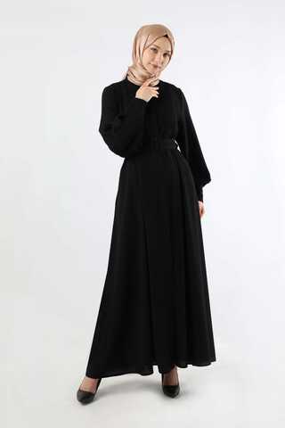 Pile Detaylı Ferace Siyah - 3