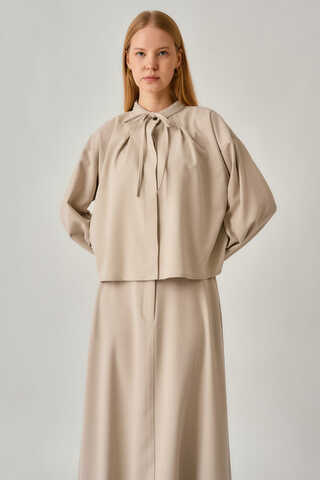 Pile Dikişli Gömlek Taş - 4