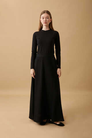 Pleated Panel Detail Skirt Set Black - 4