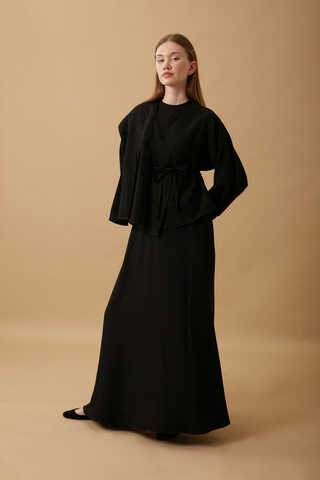 Pleated Panel Detail Skirt Set Black - 10